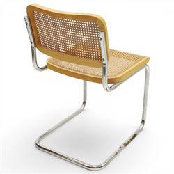Marcel Breuer (Hungarian-American 1902-1981) for Knoll International - set of four (3+1) 'Cesca' armchairs with canework backs and seats, raised on chrome tubular supports 