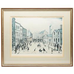 Laurence Stephen Lowry RBA RA (Northern British 1887-1976): 'Level Crossing - Burton-on-Trent', print in colours signed in pencil with Fine Art Trade Guild blindstamp 44cm x 58cm