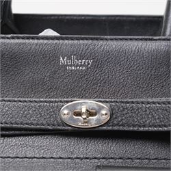 Mulberry - Belted Bayswater with Strap handbag in black Silky Calf leather, with twin rolled top handles, silver-tone hardware, belted side fastening, front zip pocket and envelope-form slip pocket, with original Mulberry product tag and dust bag