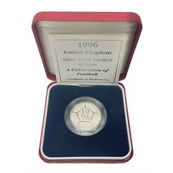 The Royal Mint United Kingdom 1996 'A Celebration of Football' silver proof piedfort two pound coin, cased with certificate