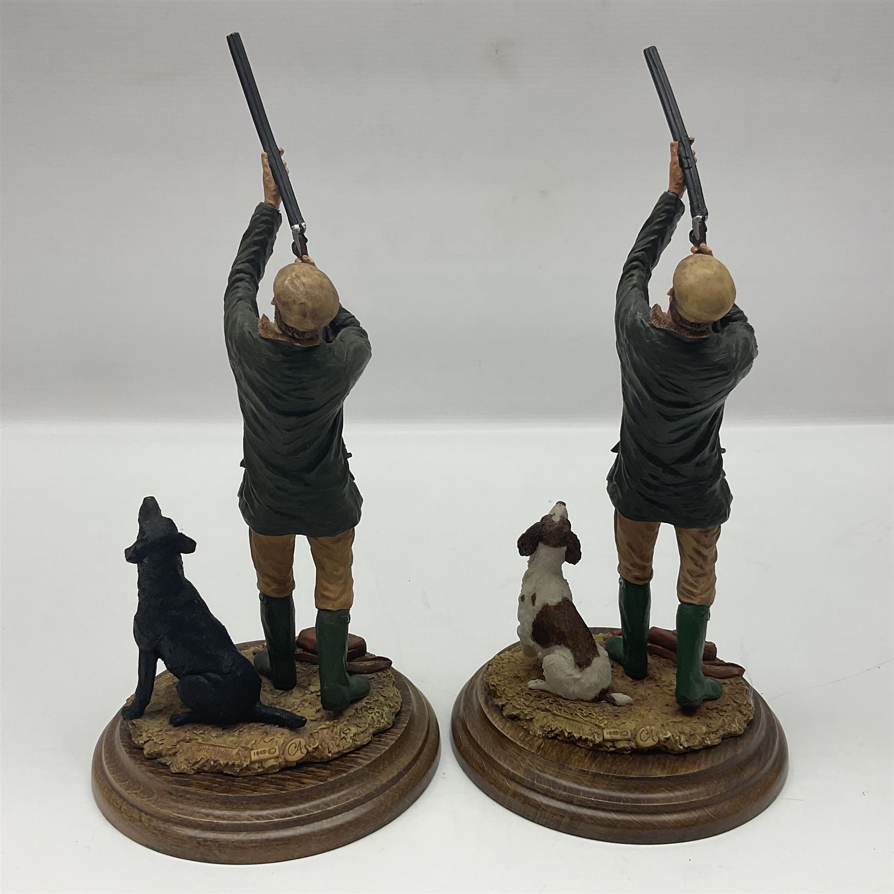 Four Country Artists figures, comprising Shooting figure group by K.Sherwin, Gun dog figure group, First Brace - Labrador and First Brace - Springer, largest H35cm 