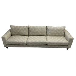 Orior - contemporary large three seat sofa, upholstered in patterned textured fabric on ebonised splayed feet