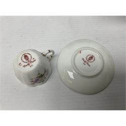 Poole pottery Dolphin, together with Royal Worcester miniature teacup and saucer, Royal Crown Derby miniature teacup and saucer in Derby Posies and one other