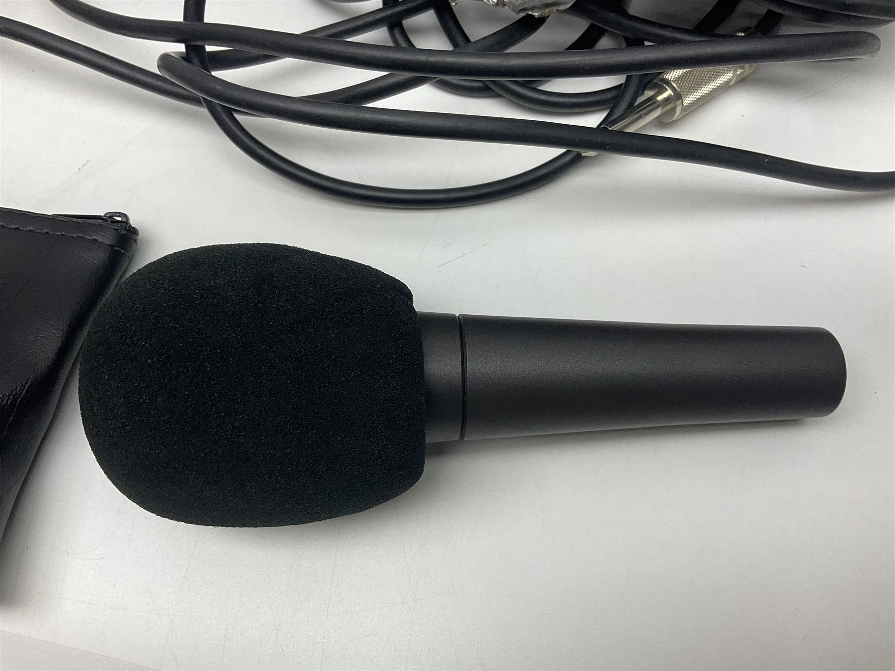 Shure SM58 Dynamic microphone; in original bag with paperwork; Shure Prologue 10H-LC Dynamic microphone; boxed; each with cable and tubular chrome adjustable stand (4)