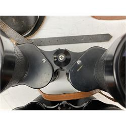 Nine cased pairs of binoculars, to include Tohyoh 22x70, Greenkat 7x- 12x50, Chinon, Fisher-Dietz 7x50, etc