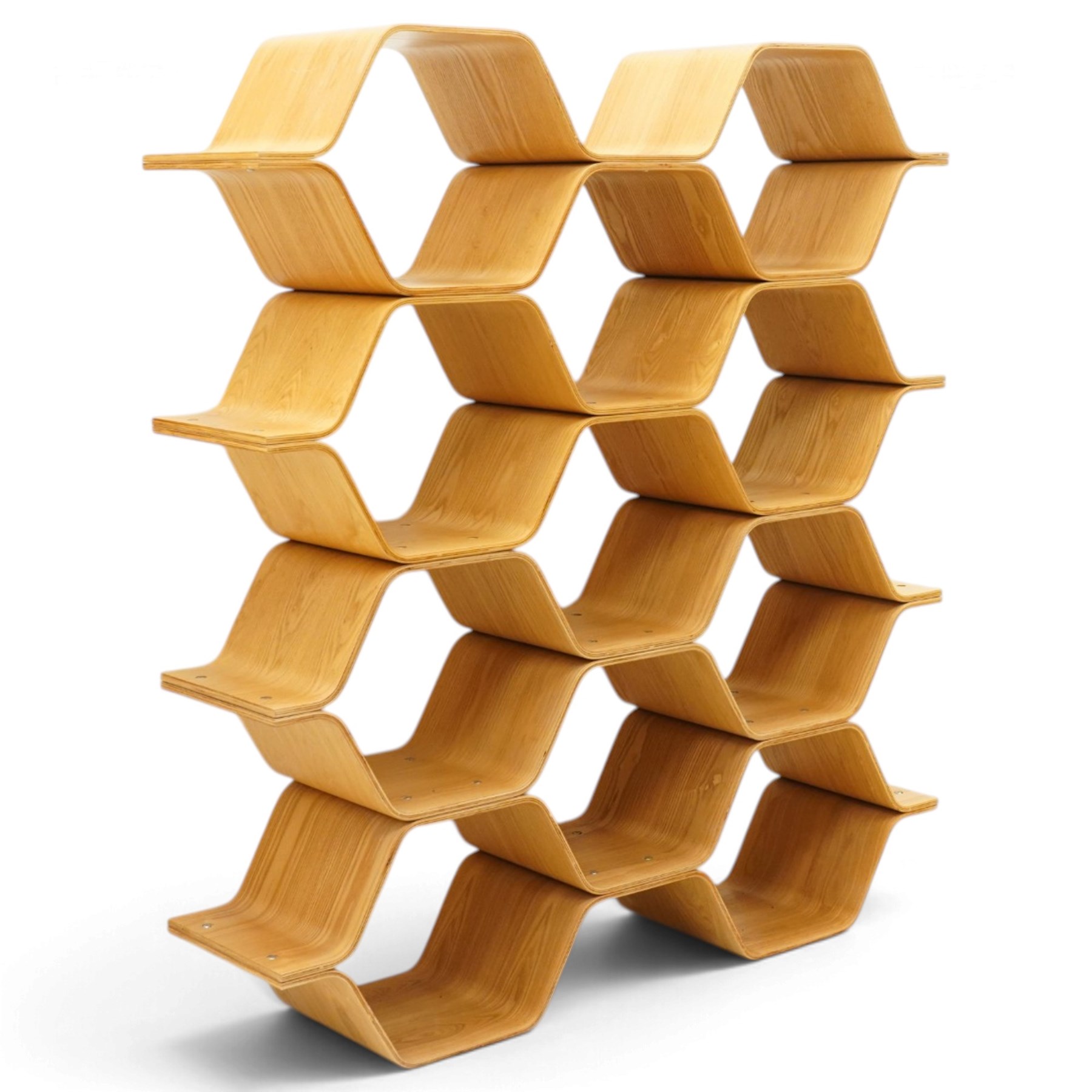 Luka Stepan (1980-) for MADE - 'Polygon' shelving unit, a contemporary walnut veneered room divider bookcase