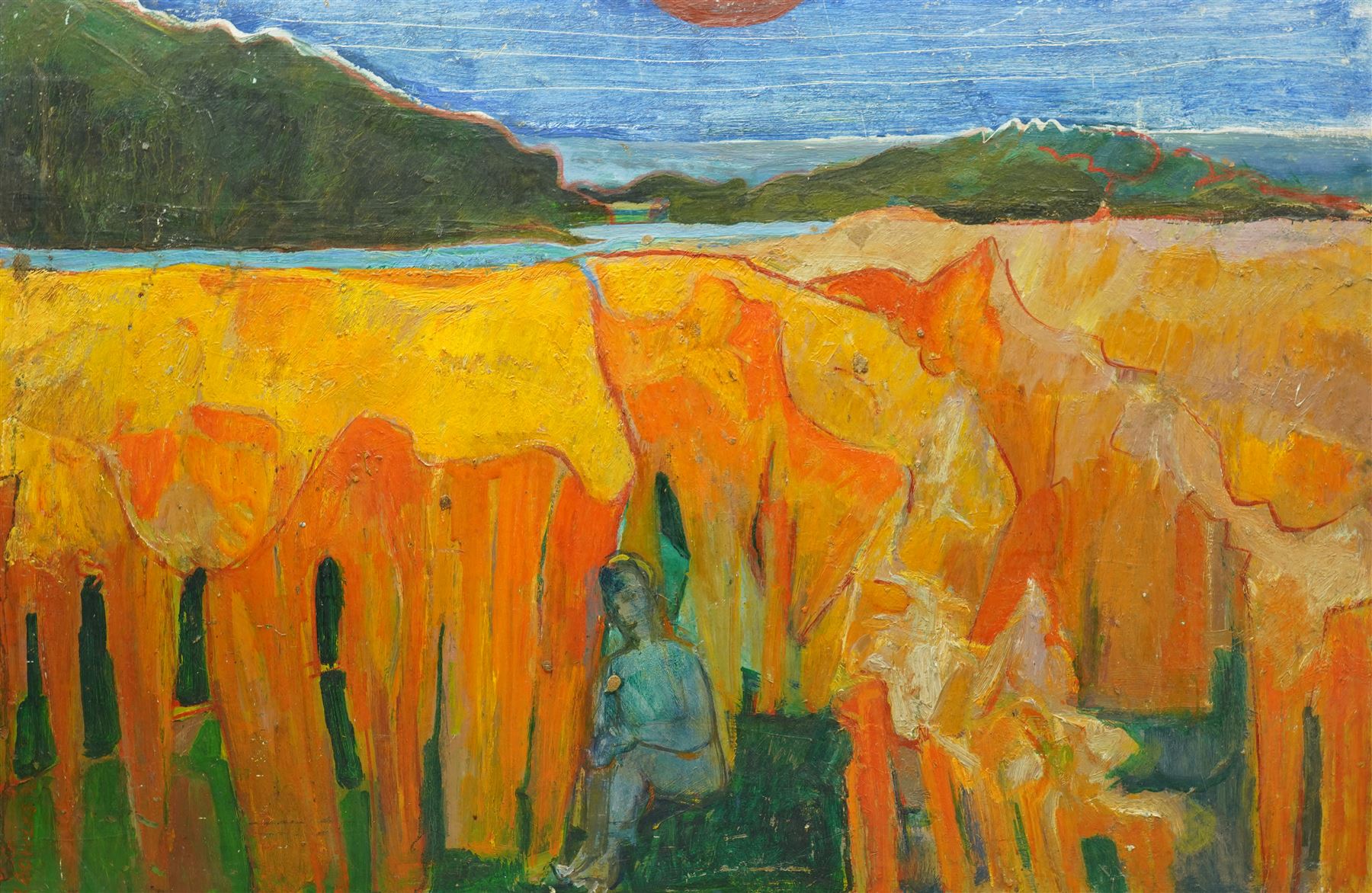 John Gilbey Bowles (British 1929-2011): Figure by the Coast, oil on board signed and dated '70, 61cm x 92cm (unframed)
Provenance: from the family of the artist