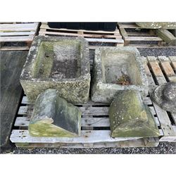 19th century rectangular stone trough, similar trough and two stone cappings - THIS LOT IS TO BE COLLECTED BY APPOINTMENT FROM DUGGLEBY STORAGE, GREAT HILL, EASTFIELD, SCARBOROUGH, YO11 3TX