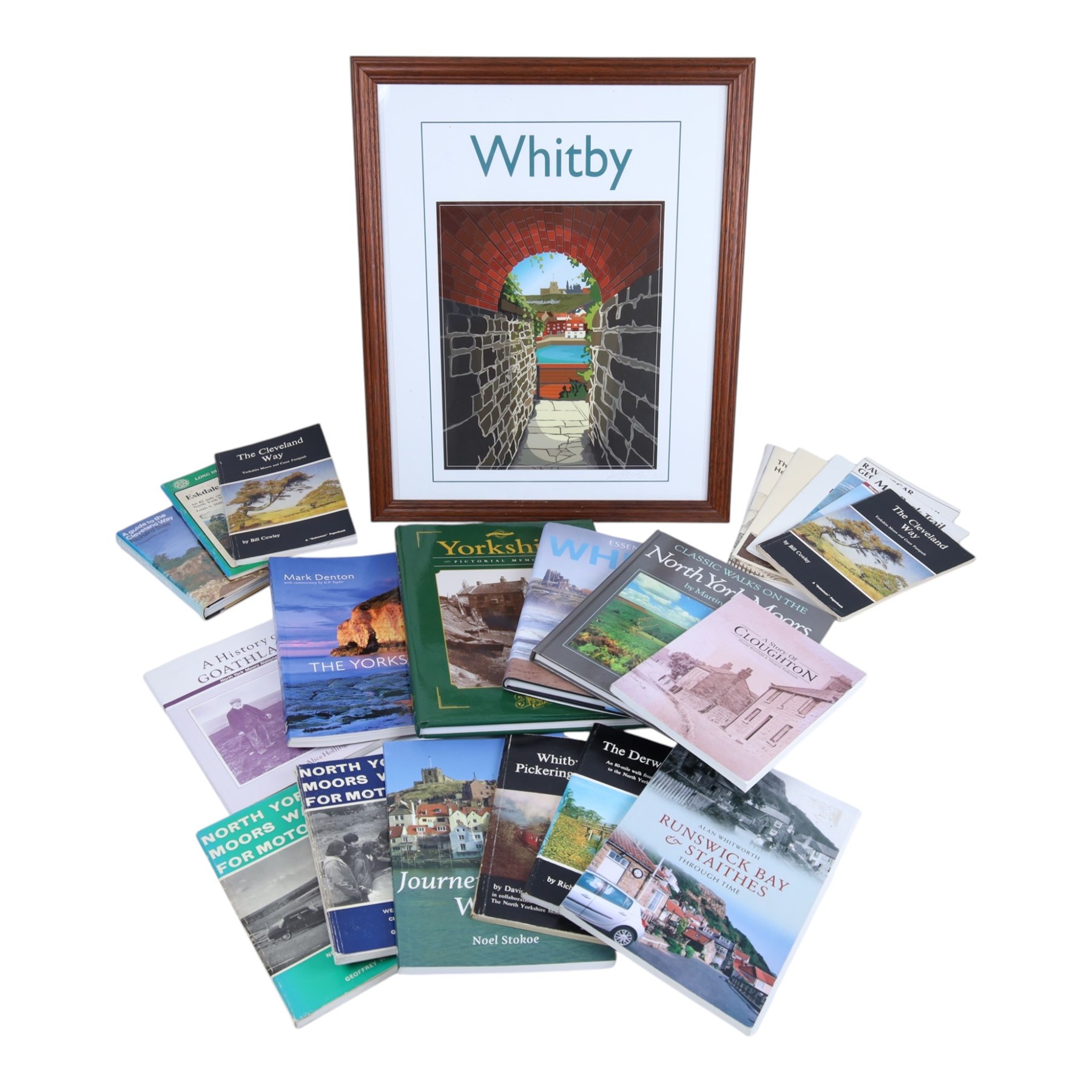 Dean Milner Bell (British Contemporary): 'Whitby', coloured print signed and dated 2021, 39cm x 26.5cm; together with a collection of North Yorkshire interest books and magazines