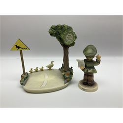 Nine Hummelscapes by Goebel, to include Bavarian Bire Garten, Cuck Crossing, Fisherman's Feast, Strudel Haus etc, each with associated Hummel figures, tallest H14cm 