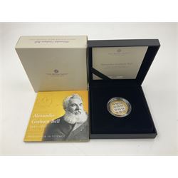 Two The Royal Mint United Kingdom 2022 silver proof piedfort two pound coins, 'Celebrating the Life and Legacy of Dame Vera Lynn' and 'Alexander Graham Bell', both cased with certificates