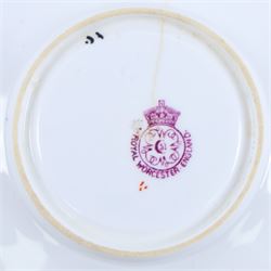 Royal Worcester blush ivory, including miniature teapot, two miniature tygs, two teacups and saucer and three miniature plates, teapot H8cm
