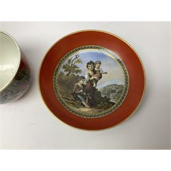 19th century Prattware table ware to include an oval footed dish decorated with a scene after Landseer 'Highland Music', retailed by James Muggleton L27.5cm, ‘The Truant’ plate after T. Webster, 'Blind Man's Buff' & 'Snap Dragon' tea plate, two side plates with malachite printed borders and others (17)