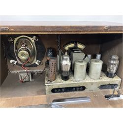 Two 1930s radios, comprising Art Deco Lotus valve example with copper fixtures, H50cm W37cm  together with a Swan Aerodyne example decorated with inlay