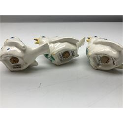 Three Plichta shakers modelled as birds