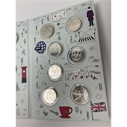The Royal Mint 'The Great British Coin Hunt Quintessentially British A to Z' 2018 ten pence coin set, in card folder