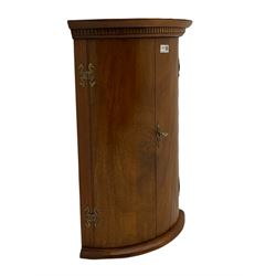 Solid oak nest of three tables with turned legs also a late 20th century mahogany cylindrical wall hanging corner cupboard