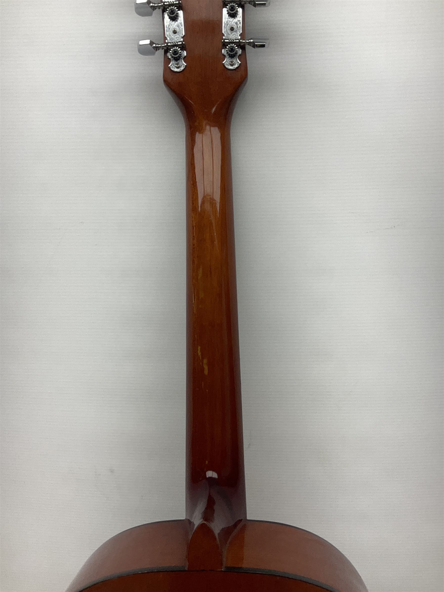 Harmony Model H6360 acoustic guitar in mahogany with spruce top, L103cm overall; and 1970s B&M (Barnes & Mullins) Concert Grande acoustic guitar, L101.5cm overall; each in hard carrying case (2)