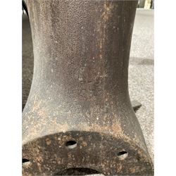 WWI wooden propeller blade from a Royal Aircraft Factory S.E.5, mounted on a four-legged metal base