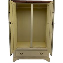Laura Ashley cream finish double wardrobe with drawer to base, panelled doors