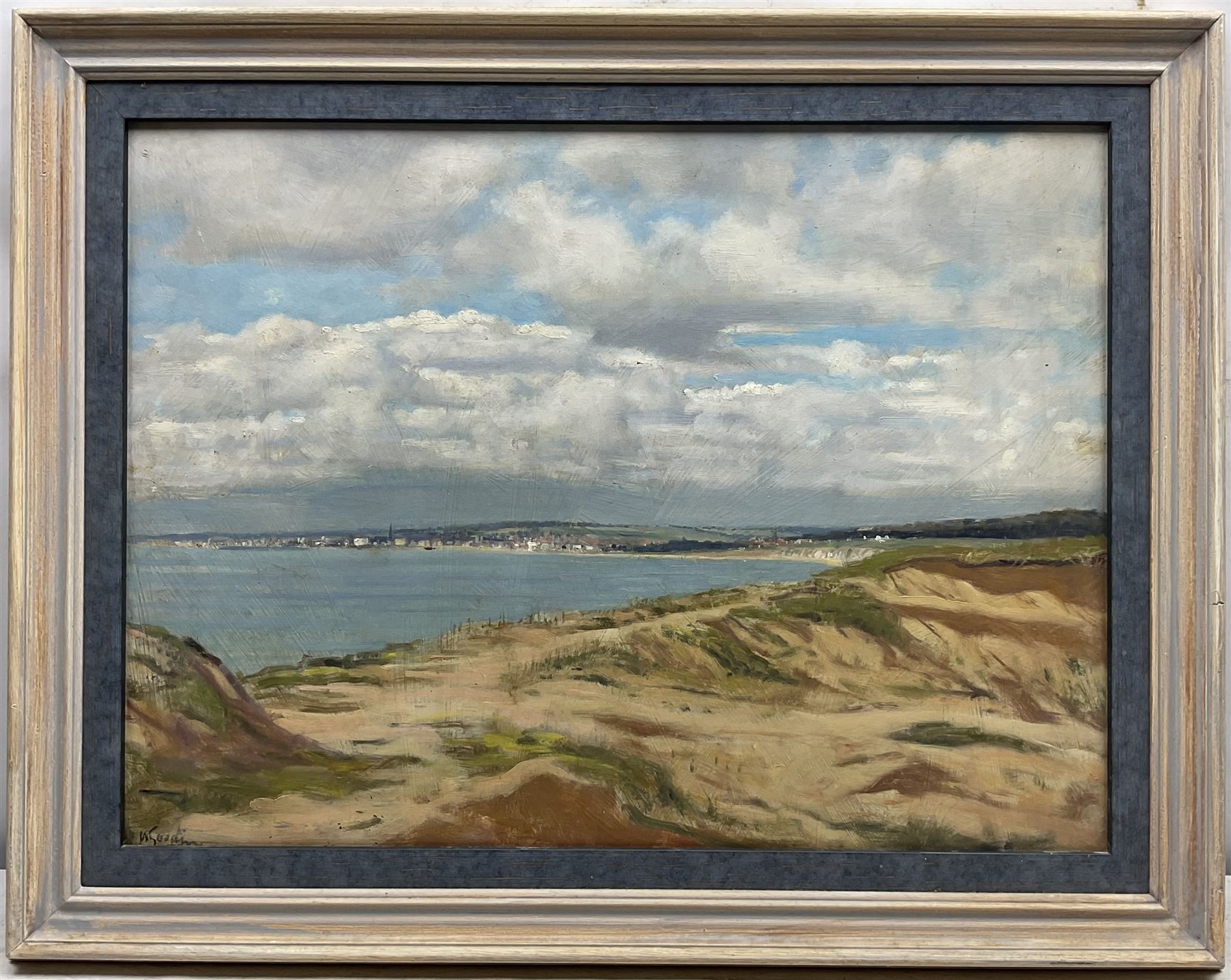 Walter Goodin (British 1907-1992): Bridlington Town and Bay from Sewerby, oil on panel signed 44cm x 60cm