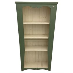 Painted open bookcase fitted with three shelves