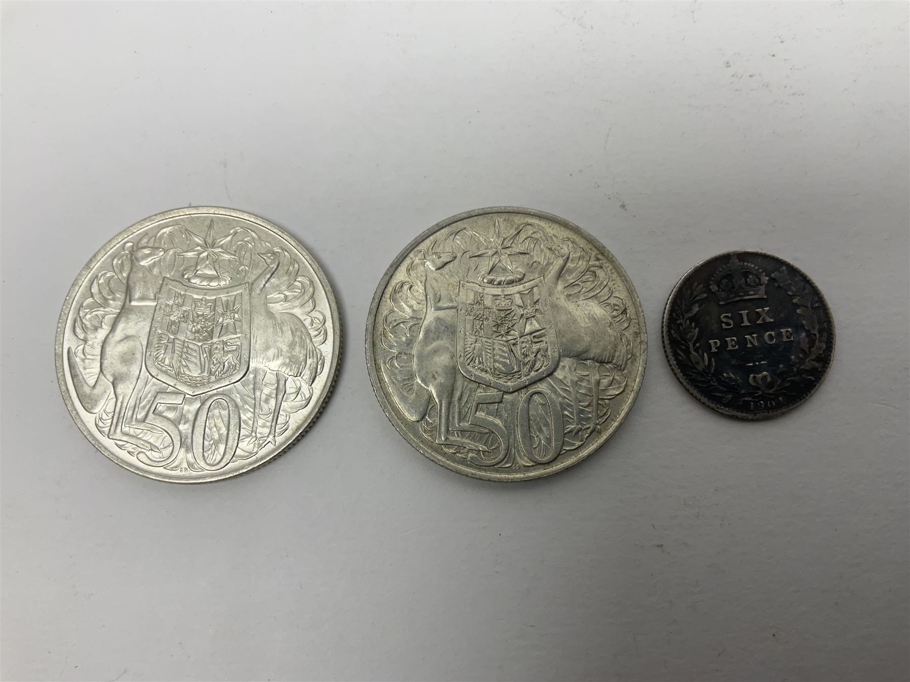 William IIII 1836 fourpence coin, Queen Victoria 1890 double florin, King Edward VII 1904 sixpence, approximately 370 grams of Great British pre 1947 silver coins including King George V 1935 crown and two Queen Elizabeth II Australia 1966 silver fifty cent coins 