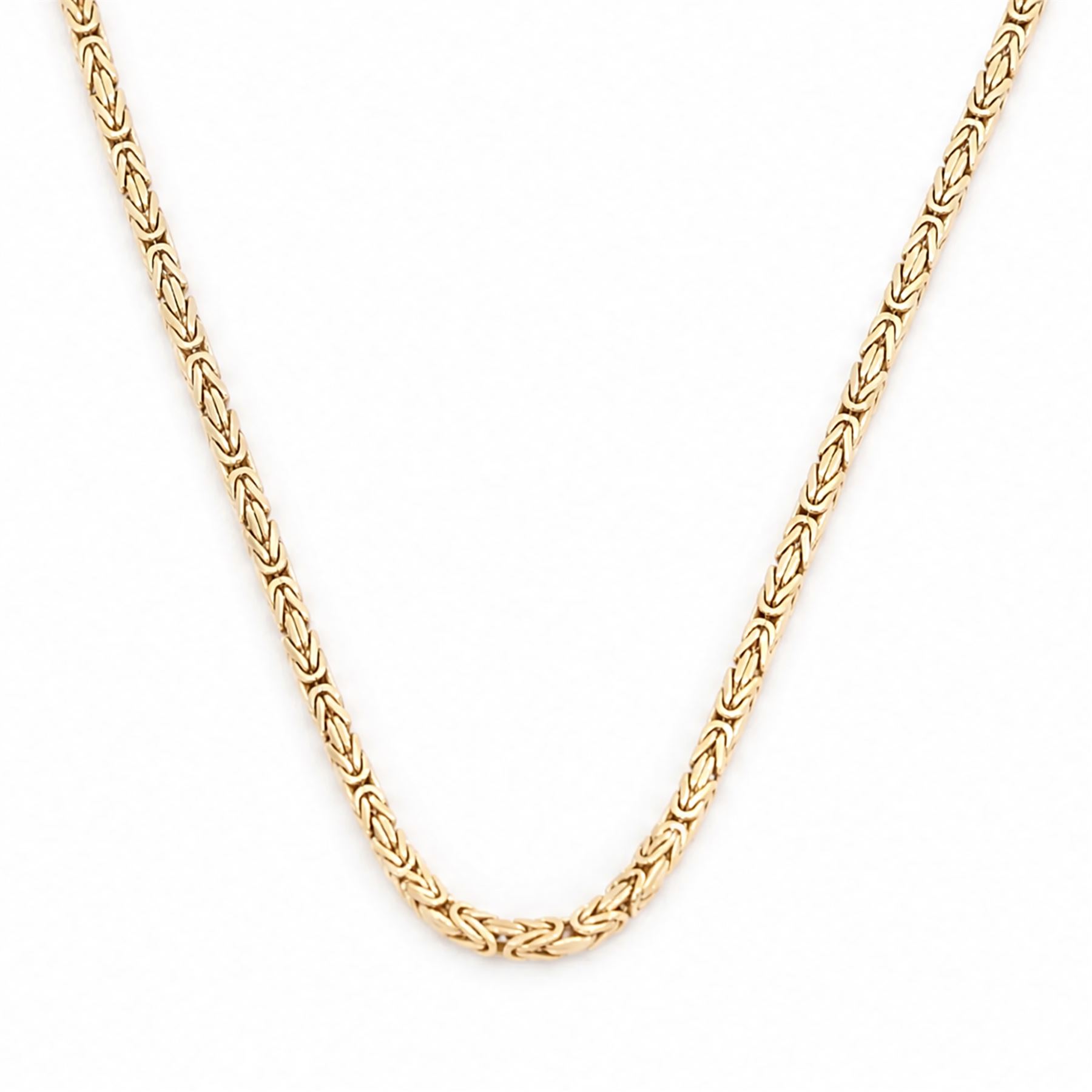 9ct gold Byzantine link chain necklace, hallmarked