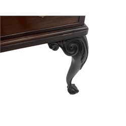 Acorn Industries - Georgian design mahogany side or console table, fitted with two cock-beaded drawers, foliate moulded apron, raised on scroll applied cabriole supports with ball and claw feet, inlaid with acorn signature, by Alan Grainger of Brandsby