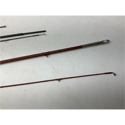 Shakespeare 'Composite Beachcaster 1332-300' 10ft two piece rod with Shakespeare alpha reel, Elastiglas two piece fly rod, Ryobi Masterline carbon fibre 'Pioneer PIF 85 Fly 8' 6