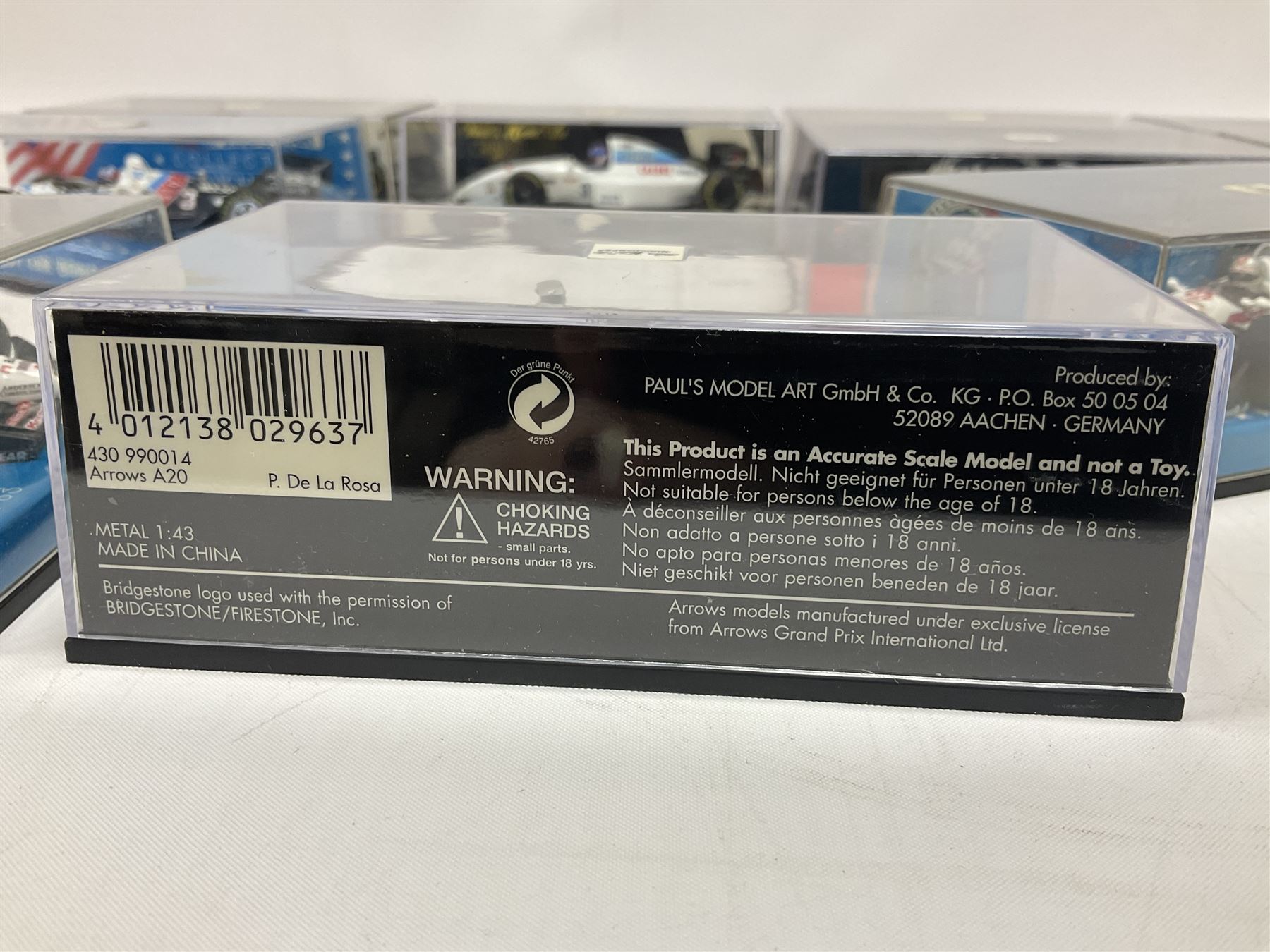 Pauls Model Art Minichamps Formula - ten 1:43 scale die-cast models of racing cars in plastic display cases (10)