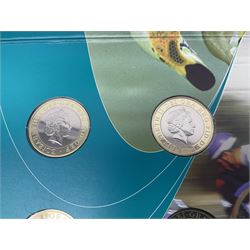 The Royal Mint Queen Elizabeth II 2002 Manchester Commonwealth Games four coin two pound coin  set in card display