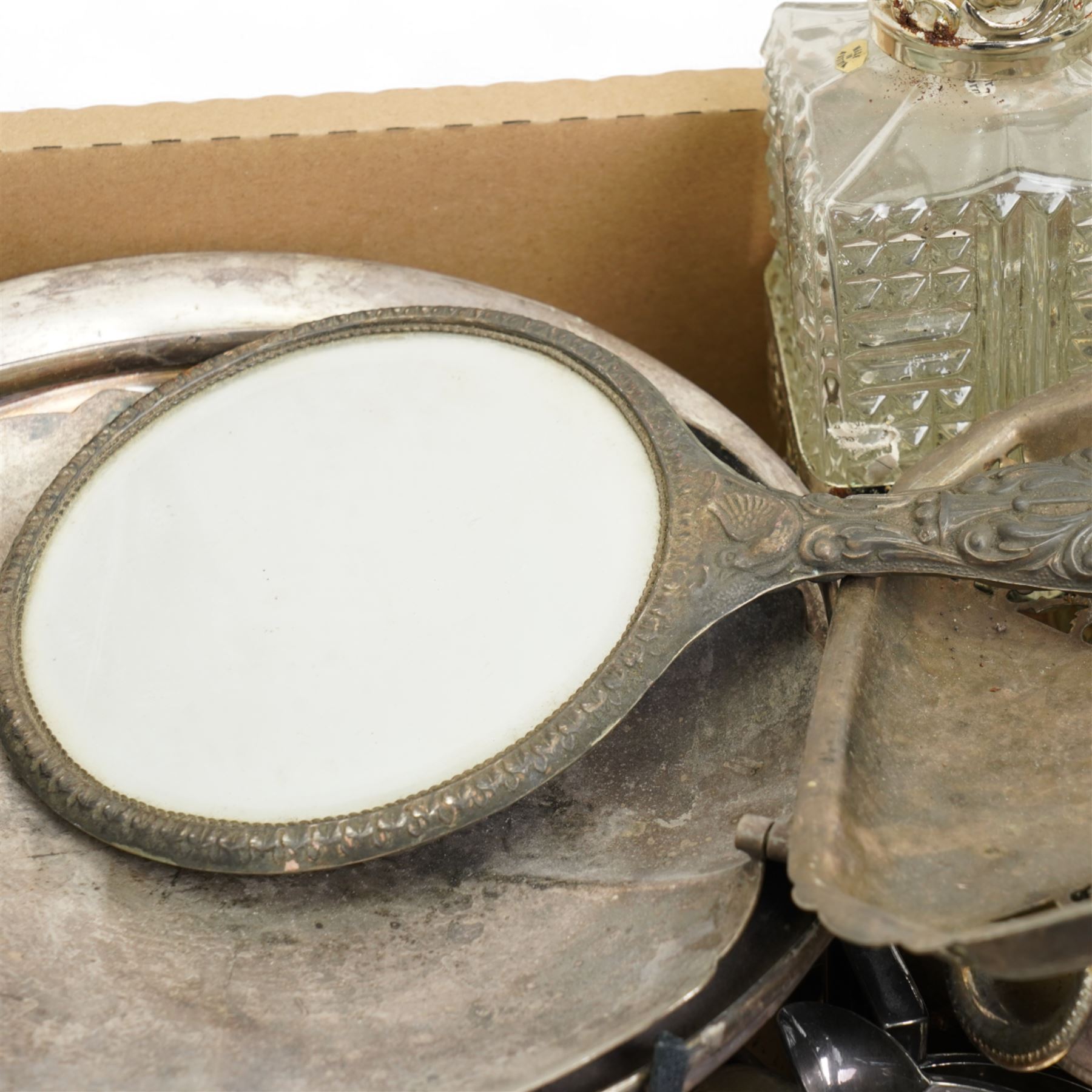 Plated tea set, cutlery and other items