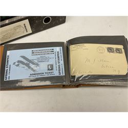 Stamps including Royal Mail PHQ cards, air mail covers, first day covers, Queen Elizabeth II pre decimal stamps etc, in various albums and loose, in one box