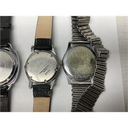 Two automatic wristwatches including Mido Multifort and Eterna and five manual wind wristwatches including Omnia De Luxe, Services Daventry, Germinal, Atlantic Varldsmastarur and Exacto (7)
