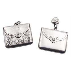 Two Edwardian silver stamp holders model