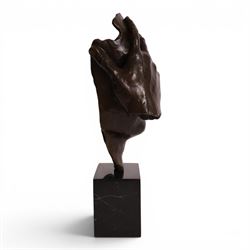 After Salvador Dali (Spanish 1904-1989): Reflection, bronze figure with hand covering the face, H43cm