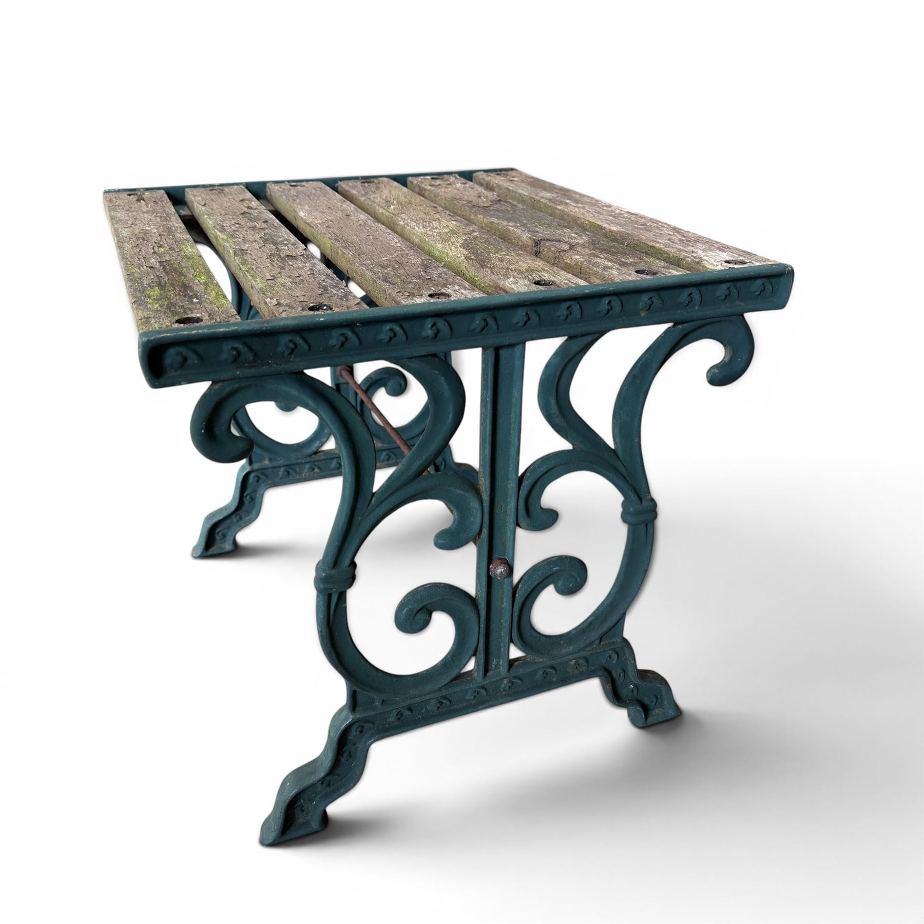 Small cast iron and wood slatted garden table