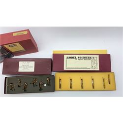 Various makers metal figures including M.J. Mode East Kent Regiment; Whitby Militaire Swiss Guards; HM Household Cavalry The Lifeguards Standard Bearer; Little Lead Londoners Coldstream Guards Band; Good Soldiers Dad's Army; and two Corgi Forward March figures; all mint and boxed; and a quantity of unboxed figures including Sherlock Holmes & Dr. Watson, Darth Vader etc