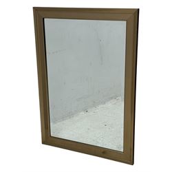 Four decorative mirrors, including gold-toned triptych dressing mirror with foliate borders, two rectangular framed mirrors and a circular gilt mirror with ornate edging