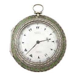 George III silver and gilt metal triple cased verge fusee pocket watch, for the Turkish ma...