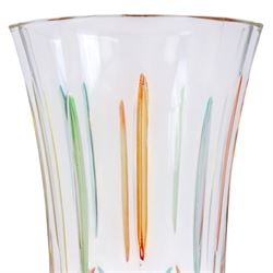 Zecchin vase, painted with reds, greens and yellows, together with a Murano vase with fluted rim, tallest H28cm