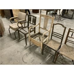 Collection of chairs to include, two wheel backs, Georgian corner commode chair, two 19th century solid seat, three bedroom chairs, vintage office and two others (11) - THIS LOT IS TO BE COLLECTED BY APPOINTMENT FROM THE OLD BUFFER DEPOT, MELBOURNE PLACE, SOWERBY, THIRSK, YO7 1QY