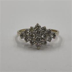 9ct gold cubic zirconia cluster ring, hallmarked 