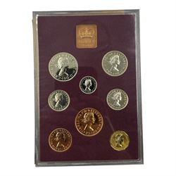 Three George III 1797 cartwheel twopence coins, Queen Elizabeth II 1953 ten coin set and three Great Britain and Norther Ireland 1970 proof coin sets