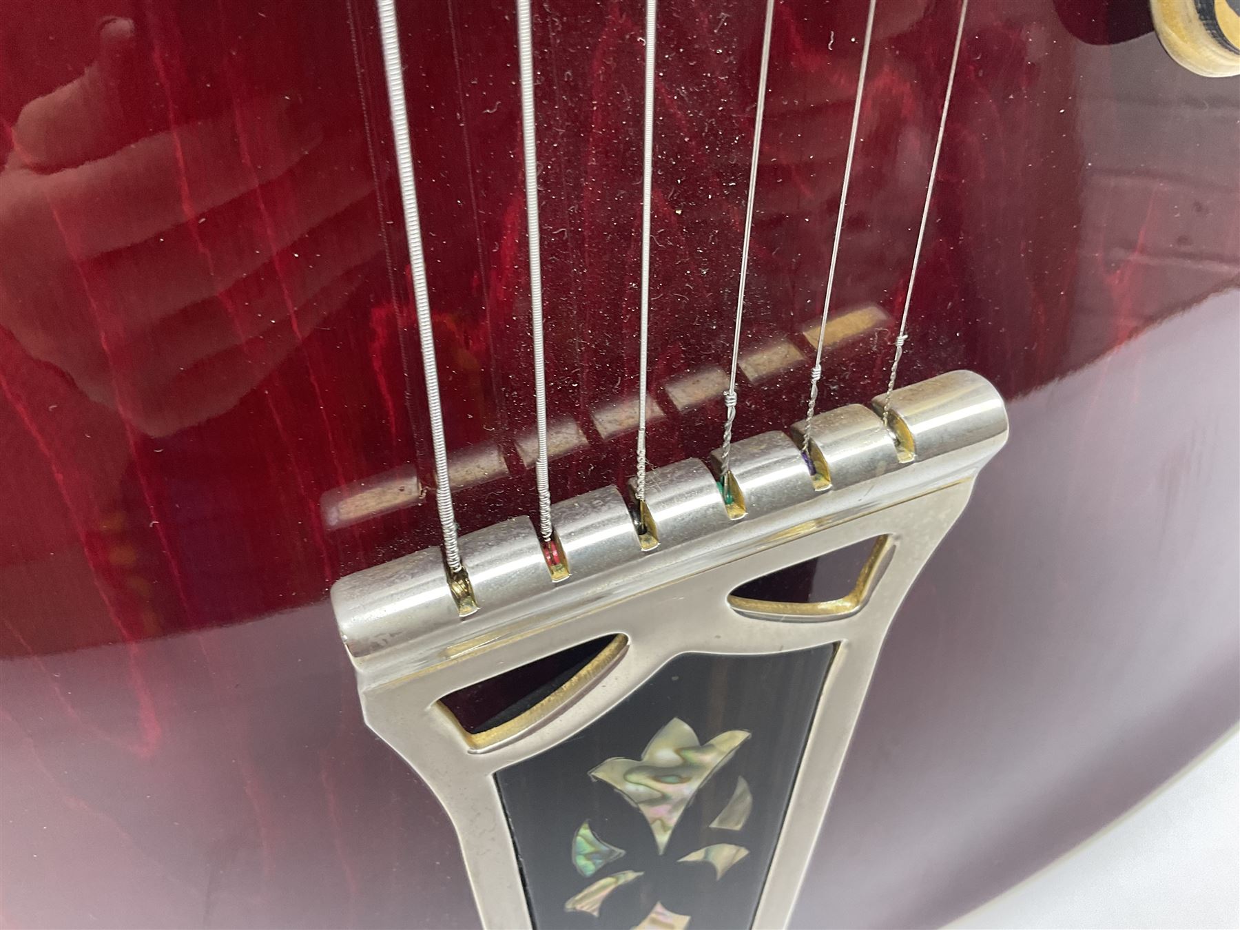 American Gretsch Super Chet semi-acoustic guitar, 1960s/70s, with 'pots' on scratch plate, serial no.5 2071, L111cm overall;  in original hard carrying case  