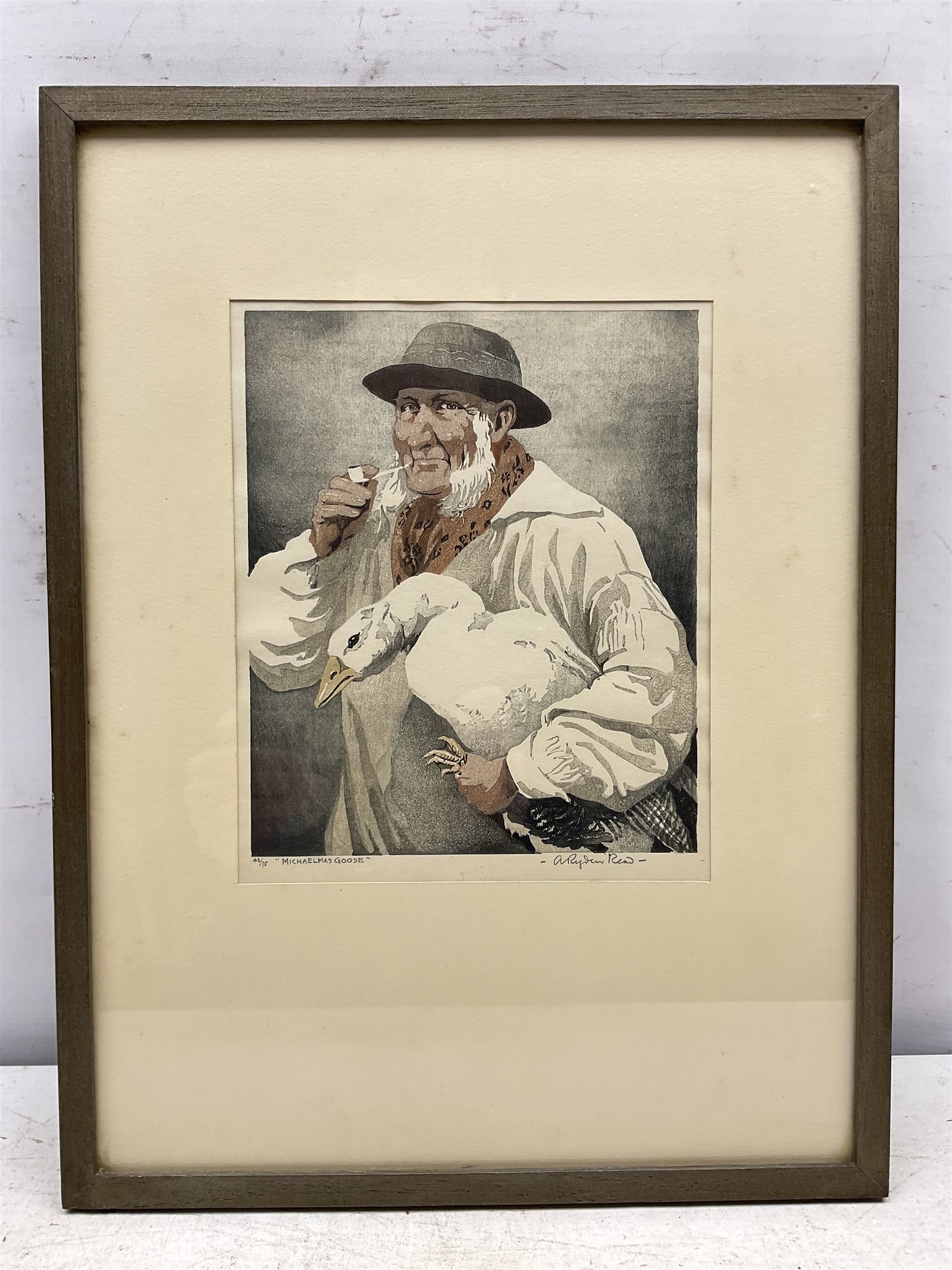 Arthur Rigden Read (British 1879-1955): 'Michaelmas Goose', colour woodcut signed titled and numbered 43/75 in pencil 21.5cm x 17.5cm
