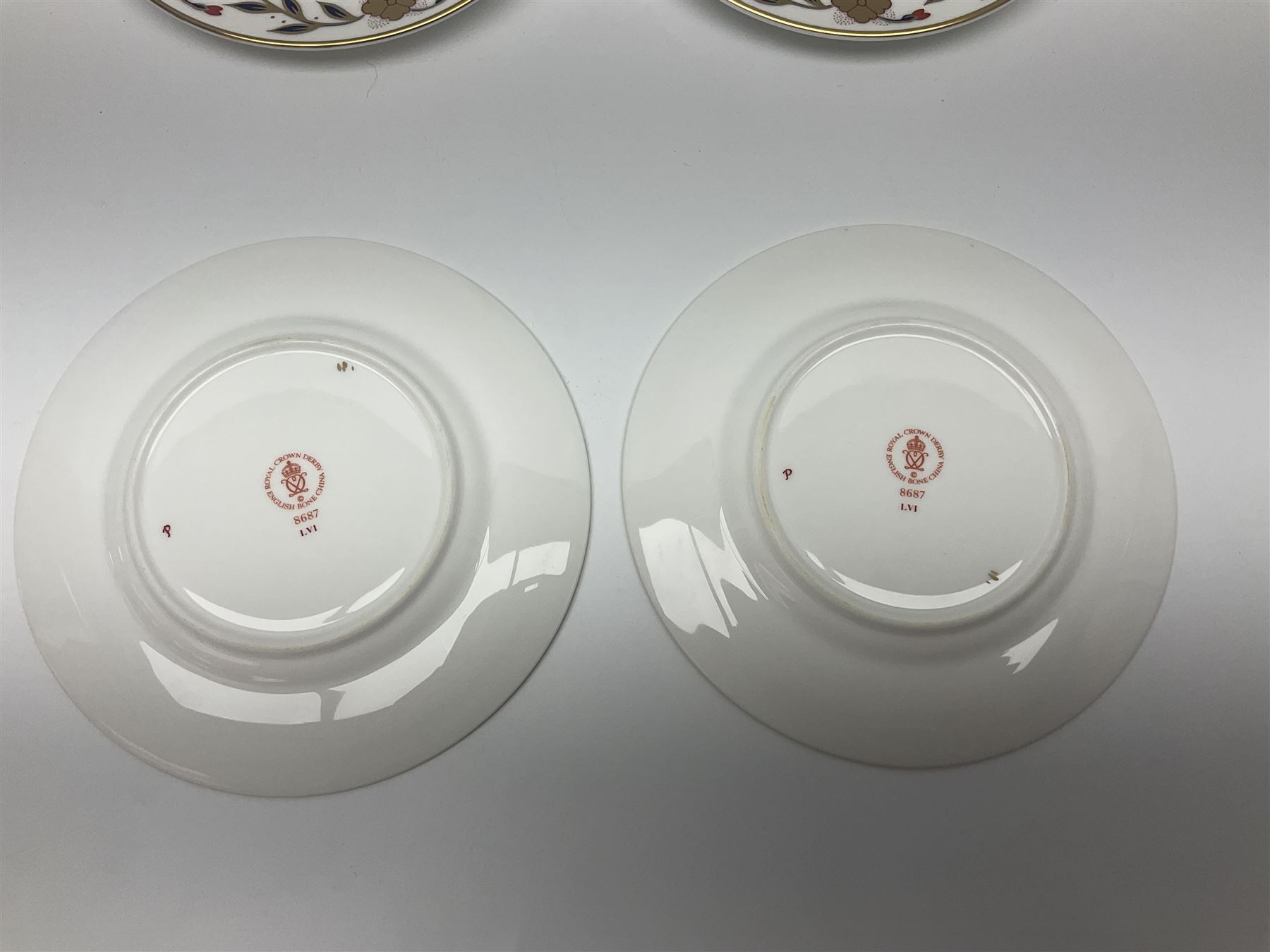 Royal Crown Derby Asian Rose pattern, tea set for four, comprising teacups, saucers and dessert plates (12)