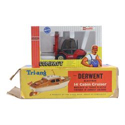 Two Joal Compact diecast forklift and tractor, together with a Triang Derwent electric 14