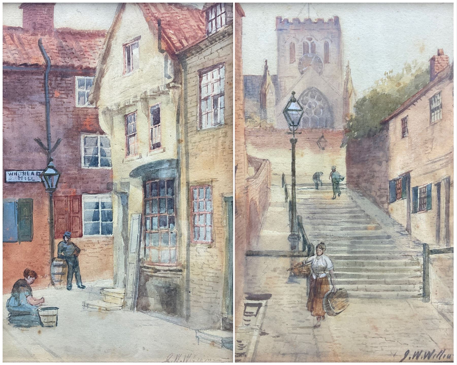 John Wynne Williams (British fl.1900-1920): Whitehead Hill and St Mary's Steps Scarborough, pair watercolours signed 24cm x 16cm (2)